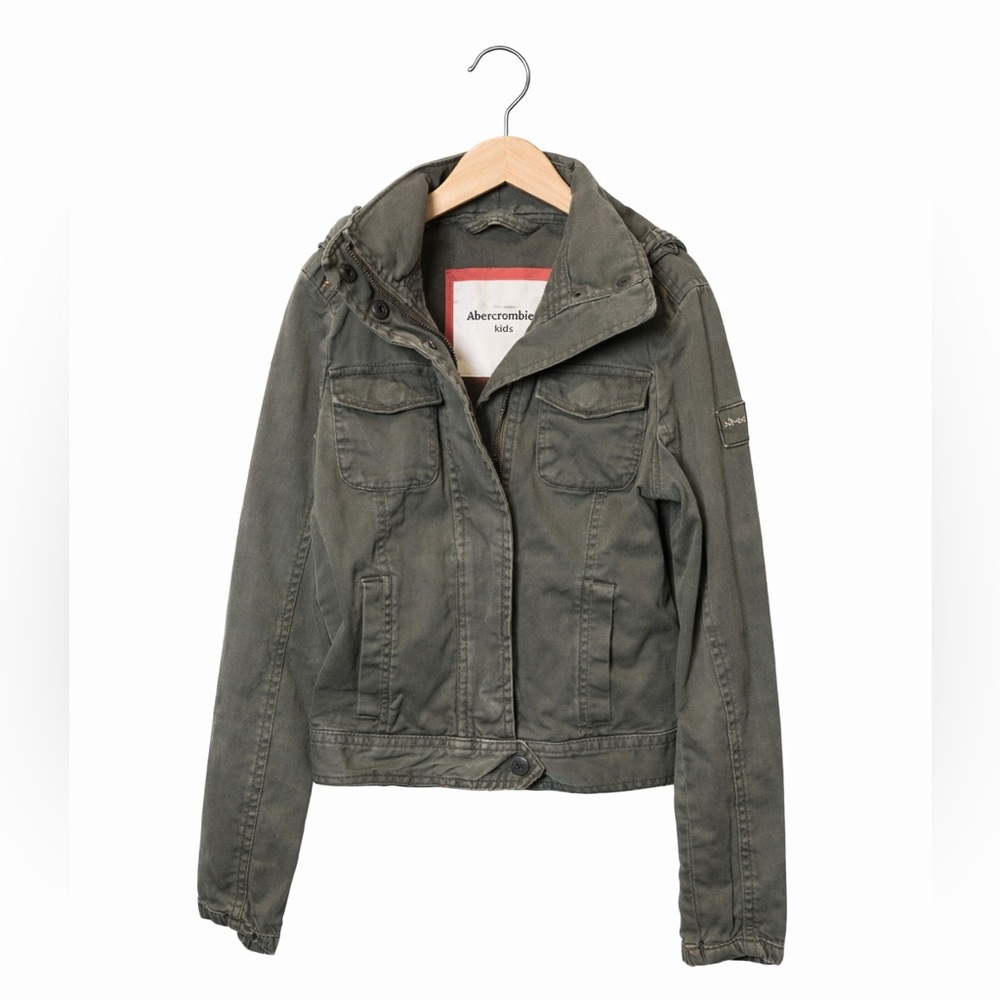 Abercrombie Kids Olive Military Utility Jacket Boys Large Streetwear Preppy